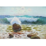 Roman BRATKOWSKI (1869-1954), Frothy waves on the rocks.