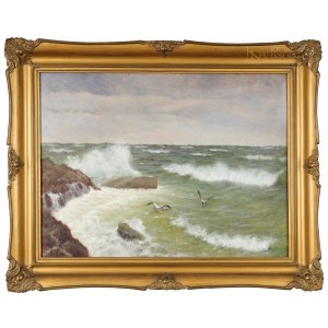 Roman BRATKOWSKI (1869-1954), Seagulls over a rough sea.