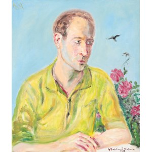 Wlastimil HOFMAN (1881-1970), Portret Wacława z kwiatami piwonii (1968)