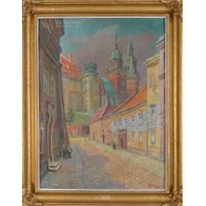 Aleksander TROJKOWICZ (1916-1985),  Kraków - widok na Wawel z ul. Kanoniczej