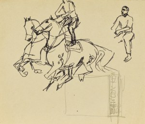 Ludwik MACIĄG (1920-2007), Szkic akrobatyki na koniach oraz jeźdźca w siodle