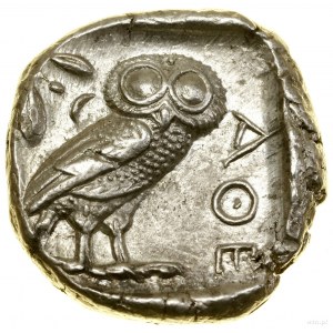 Tetradrachma, (ok. 454-404 pne), Ateny; Aw: Głowa Ateny...