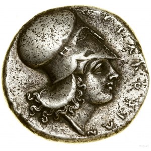 Stater, (ok. 344-317 pne); Aw: Głowa Ateny w hełmie kor...