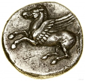 Stater, (asi 344-317 př. n. l.); Av: hlava Athény v přilbě s korunou a...