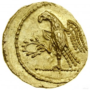 Stater, (ca. 42 B.C.); Av: Brutus walking to the left, in companion...