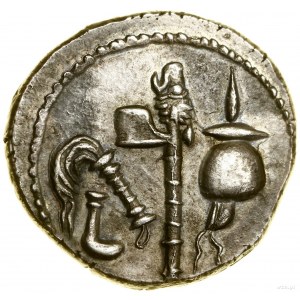 Denario, (49-48 a.C.), zecca militare itinerante; Av: Elefante...