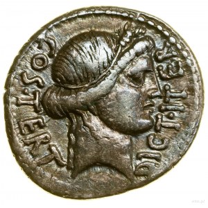 Denarius, (46 B.C.), minted in Africa (Utica?); Av: Head of C....