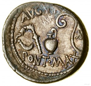 Denár, (46 př. n. l.), raženo v Africe (Utica?); Av: hlava C...