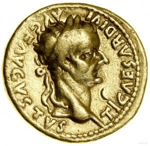 Aureus, (vers 14-17), Lugdunum (Lyon) ; Av : Tête de l'Empereur....