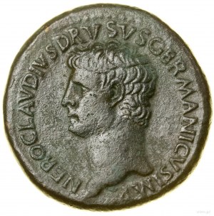 Sesterc, (42-43), Rzym; Aw: Głowa Druzusa (brat Tyberiu...