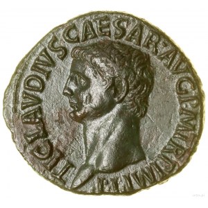 As, (ca. 50-54), Rome; Av: Emperor's head left, TI CLA....