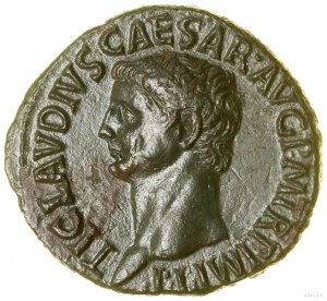 As, (ca. 50-54), Rome; Av: Emperor's head left, TI CLA....