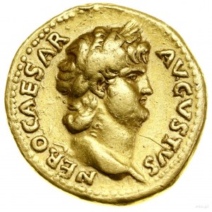Aureus, (64-65), Rome; Av: Bust of the emperor wearing a wreath of l...