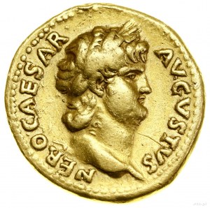 Aureus, (64-65), Řím; Av: poprsí císaře s věncem z l...