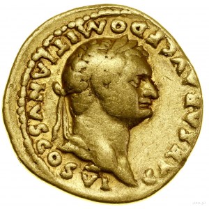 Aureus, (79), Řím; Av: Caesarova hlava ve vavřínovém věnci ...