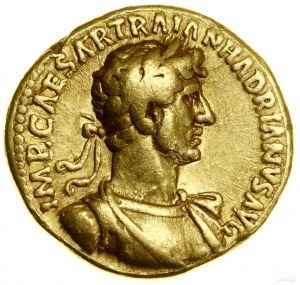 Aureus, (118), Rome; Av: Bust of the emperor wearing a laurel wreath....