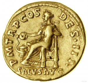 Aureus, (118), Rzym; Aw: Popiersie cesarza w wieńcu lau...