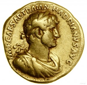 Aureus, (119-122), Rzym; Aw: Popiersie cesarza w wieńcu...