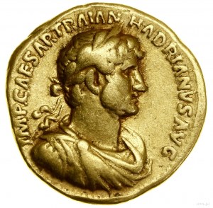 Aureus, (119-122), Roma; Av: Busto dell'imperatore con corona di fiori....