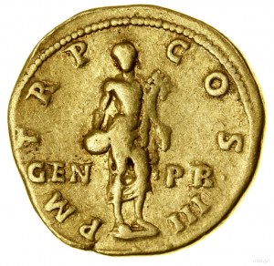 Aureus, (119-122), Roma; Av: Busto dell'imperatore con corona di fiori....