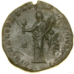 Sesterc, (176-177), Rzym; Aw: Głowa cesarza w wieńcu la...