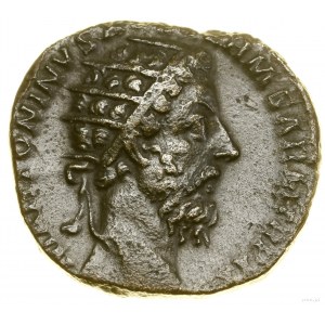 Dupondius, (177), Rzym; Aw: Głowa cesarza w koronie rad...