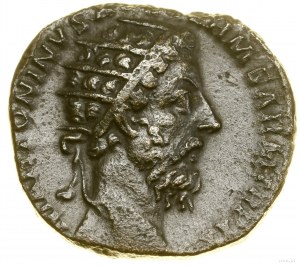 Dupondius, (177), Rzym; Aw: Głowa cesarza w koronie rad...