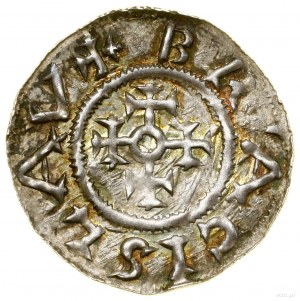 Denarius, Prague; Av: Cross with crossed arms, +....