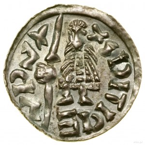 Denarius, Prague; Av: Figure standing straight ahead, holding ...