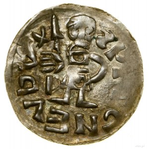 Denarius, Prague; Av: Figure standing straight ahead, holding ...