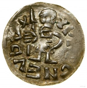 Denarius, Prague; Av: Figure standing straight ahead, holding ...