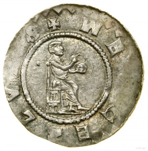 Denarius, (1100-1107); Av: Figure seated facing, three...