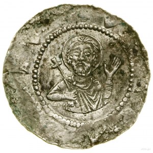 Denar, (1109-1117); Av: Figure on horseback, clockwise, with spear....