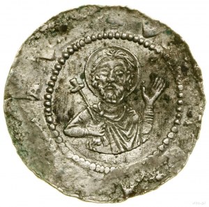 Denar, (1109-1117); Av: Figura a cavallo, in senso orario, con lancia....