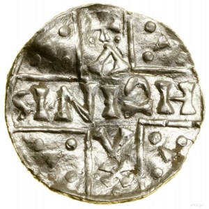Denario, (1018-1026), Regensburg, Aza minter; Av: Dwunitk...