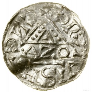 Denár, (1018-1026), Regensburg, mincovňa Aza; Av: Dwunitk...