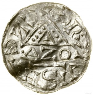 Denár, (1018-1026), Regensburg, mincovňa Aza; Av: Dwunitk...