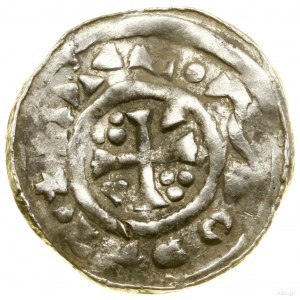 Denár, (1039-1042), Regensburg; Av: poprsí panovníka v p...
