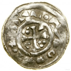 Denár, (1039-1042), Regensburg; Av: poprsí panovníka v p...