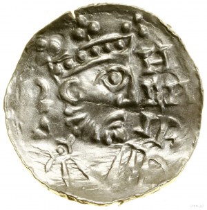 Denar, (1009-1024), Augsburg; Aw: Popiersie władcy w pr...