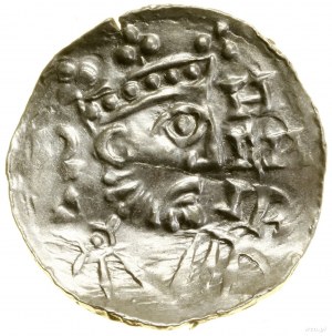 Denár, (1009-1024), Augsburg; Av: Busta panovníka v pr...