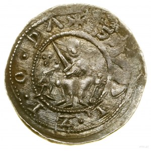 Denario, (1138-1146); Av: Principe in trono con spada in l...