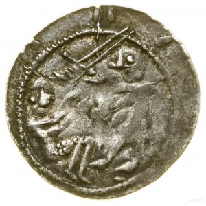 Denár, (1138-1146); Av: Rytíř s mečem a štítem, stojící...