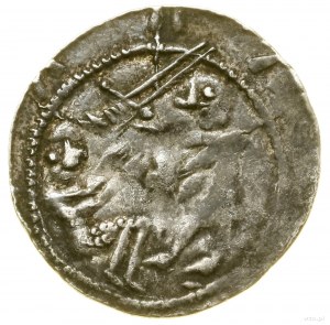 Denier, (1138-1146) ; Av : Chevalier avec épée et bouclier, debout...