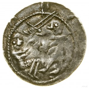 Denarius, (1138-1146); Av: Knight with sword and shield, standing...