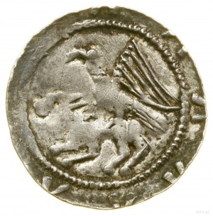 Denarius, (1138-1146); Av: Knight with sword and shield, standing...