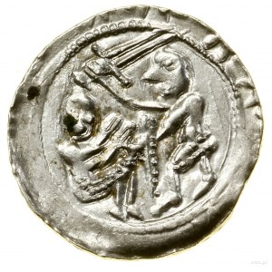 Denier, (1138-1146) ; Av : Chevalier avec épée et bouclier, debout...
