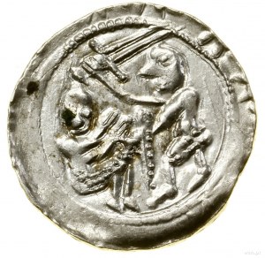 Denier, (1138-1146) ; Av : Chevalier avec épée et bouclier, debout...