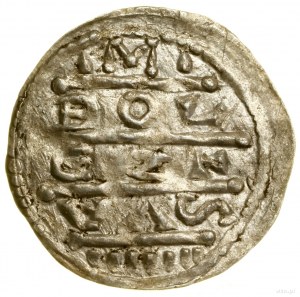Denár, (1157-1166); Av: cisár Fridrich Barbarossa sedem...