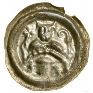 Brakteat, (dopo il 1220 circa); un arco su cui si trova la mezza figura di un vescovo...